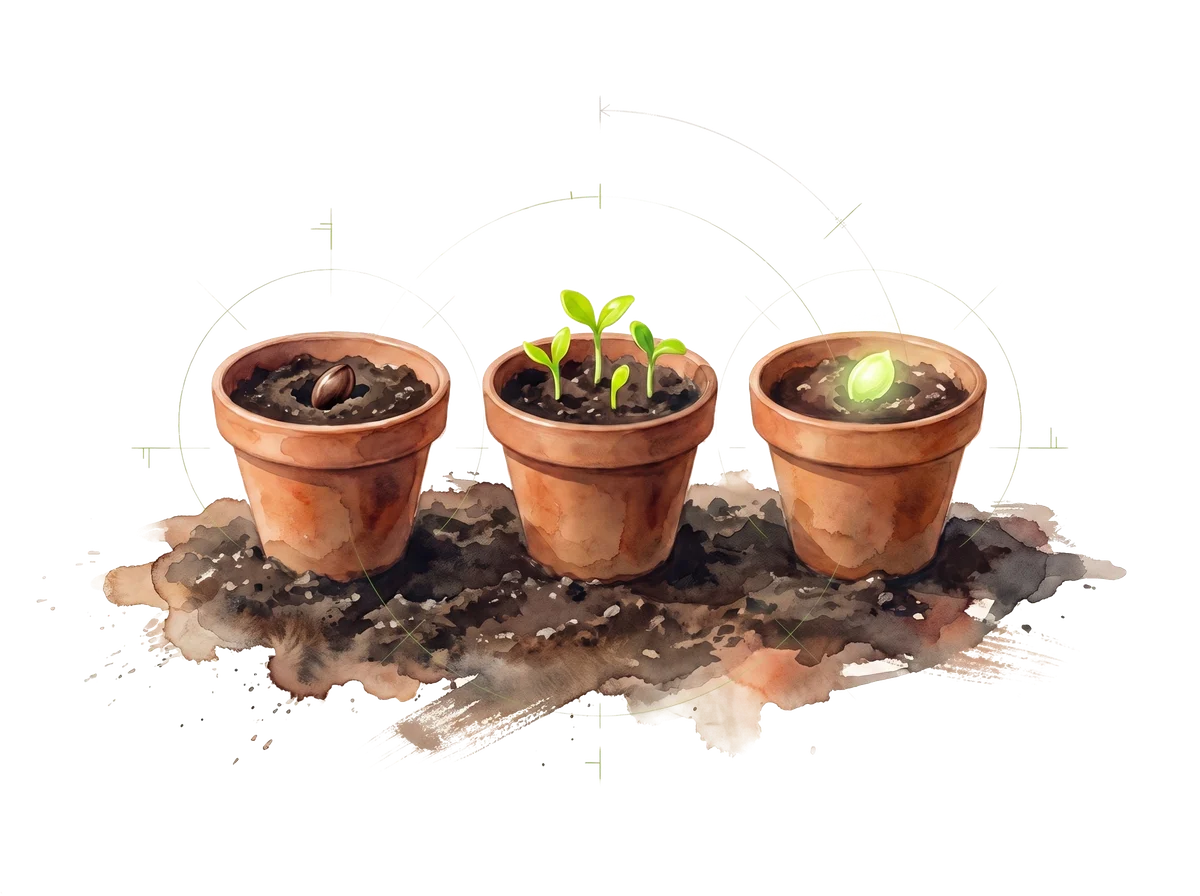 Three terracotta pots